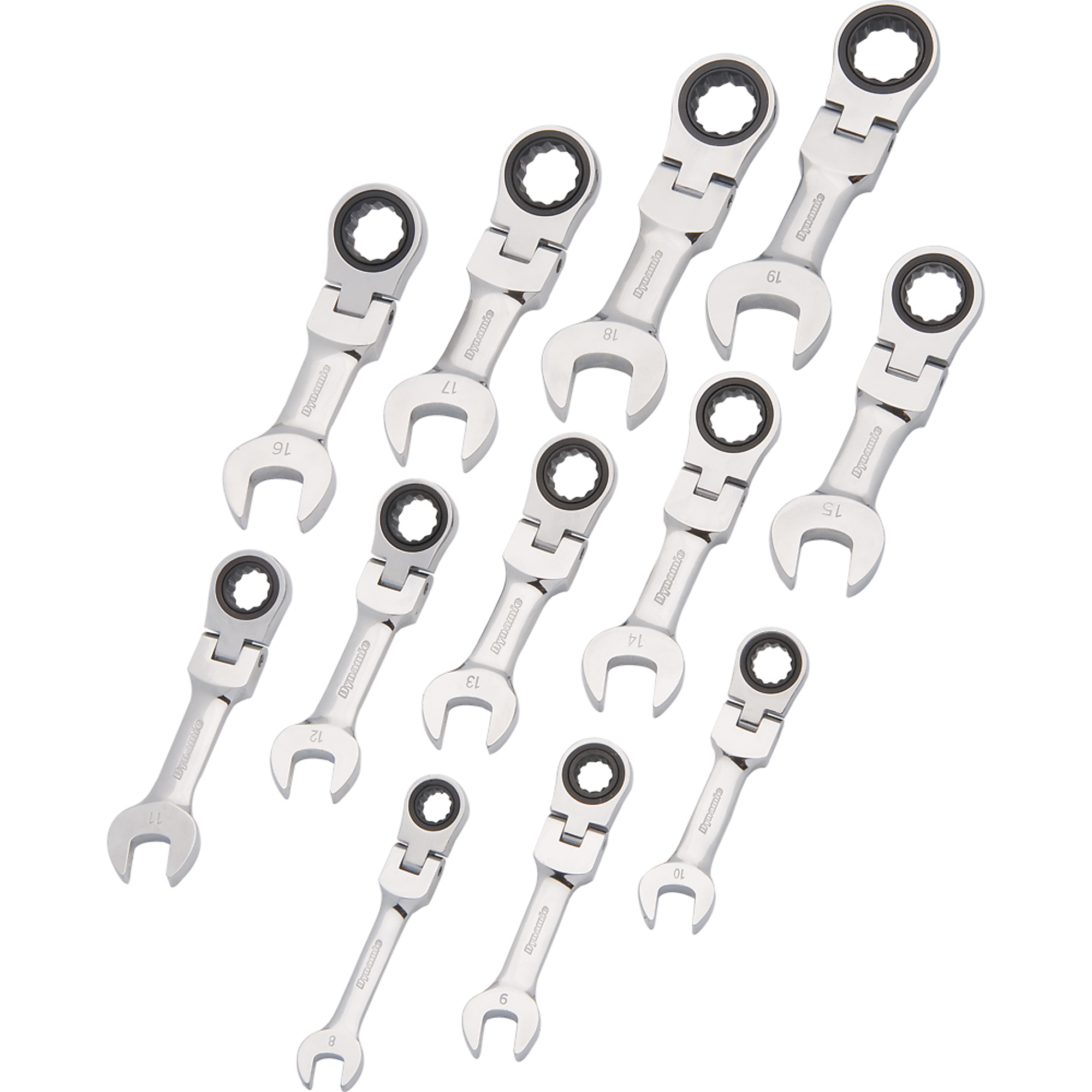 Dynamic Tools, 12 Piece Metric Stubby Flex Ratcheting Wrench Set, Model# D076608